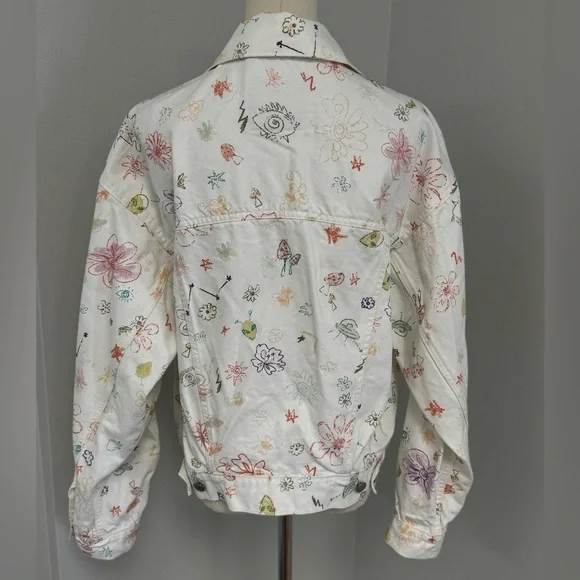 Levi's White Trucker Denim Jean Jacket All Over Print Floral size small - Picture 3 of 11